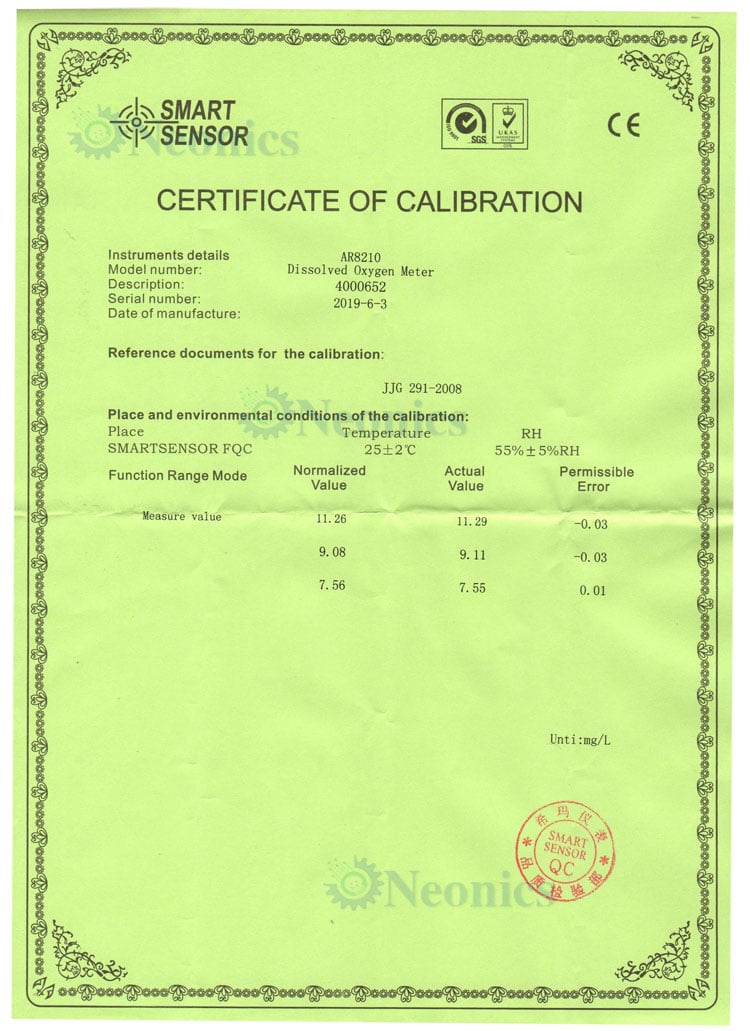 เอกสารรับรอง Certificate of Calibration