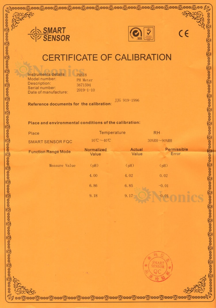 ใบรับรอง Certificate of Calibration